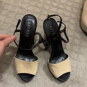 Lauren Ralph Lauren Black and Tan Heels